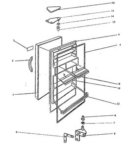 Part Location Diagram of 0-90008-075 Maytag Door hinge (white)