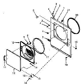 Loading Door, Front Panel And Seals Diagram and Parts List for NE4613W43721  Speed Queen Dryer