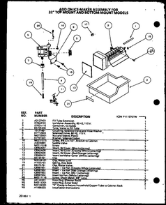 Add-On Ice Maker Assembly Diagram and Parts List for IC3N-P1110701W-BM  Amana Refrigerator