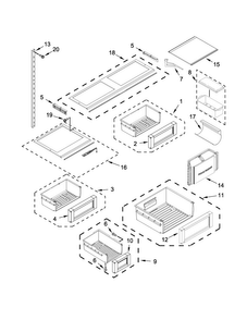 Shelf Parts Diagram and Parts List for JF42NXFXDE01  Jenn-Air Refrigerator
