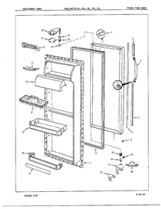 Fresh Food Door Assembly Diagram and Parts List for 24972A  Admiral Refrigerator