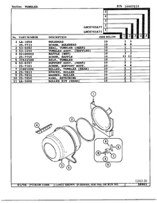 Tumbler Diagram and Parts List for 8745A71  Norge Dryer