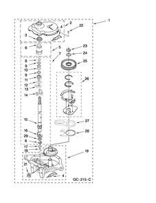 Gearcase Parts Diagram and Parts List for 4KMTW5955TW1  Maytag Washer