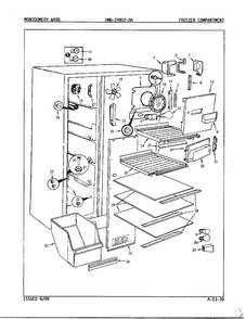 Freezer Compartment Diagram and Parts List for 24902A  Admiral Refrigerator