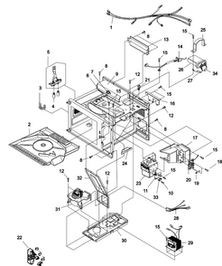 Electrical, Grease Shield, Ducts, Diagram and Parts List for RFS511SW2A-P133022  Amana Microwave
