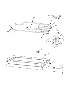 Burner Box, Gas Valves And Switch Parts Diagram and Parts List for JGC7530BP0  Jenn-Air Cooktop