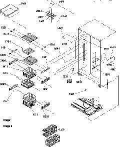 Freezer Shelves, Light And Accessories Diagram and Parts List for SB520TW-P1308601WW  Amana Refrigerator