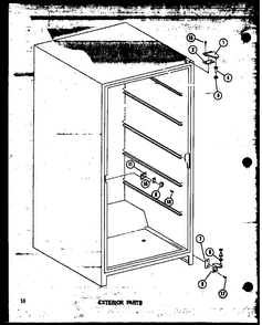 Exterior Parts Diagram and Parts List for ESU13B-A P60345-46WA Amana Freezer