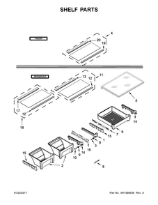 Shelf Parts Diagram and Parts List for MRT118FFFE01  Maytag Refrigerator