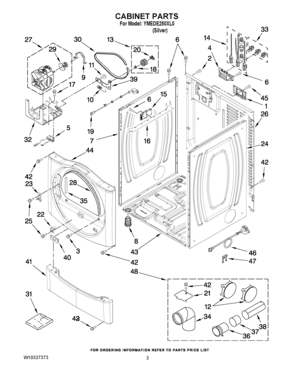 02 - CABINET PARTS Diagram and Parts List for YMEDE250XL0  Maytag Dryer