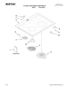 Cooktop Parts Diagram and Parts List for MEP5775BAB19  Maytag Range