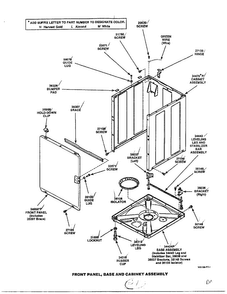 Front Panel/base And Cabinet Assembly Diagram and Parts List for 6497-LW-9203  Amana Washer