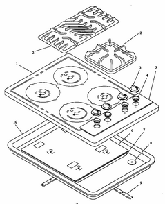 Chassis Components Diagram and Parts List for RTP308UWW-P1142505NW  Caloric Cooktop