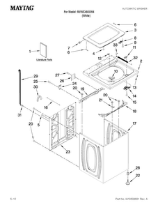 Top And Cabinet Parts Diagram and Parts List for MVWC450XW4  Maytag Washer