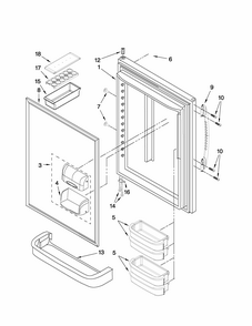 Refrigerator Door Parts Diagram and Parts List for GB2526PEKW3  Amana Refrigerator