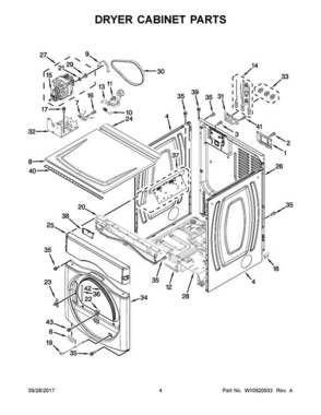 03 - Dryer Cabinet Parts Diagram and Parts List for MLE22PRAYW0  Maytag Washer Dryer Combo