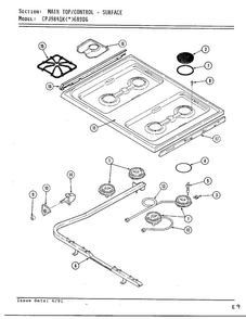 Main Top/control - Surface Diagram and Parts List for CPJ9841K(*)689DG  Hardwick Range