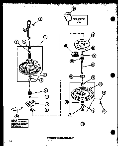 Transmission Assembly Diagram and Parts List for TAA300 P75751-14W Amana Washer