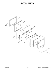 Door Parts Diagram and Parts List for JDS1750ML1  Jenn-Air Range