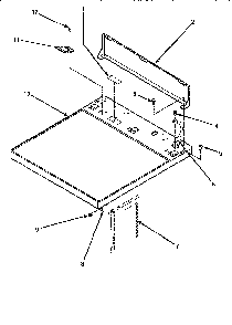 Cabinet Top & Control Hood Rear Panel Diagram and Parts List for LGM549L-P1176708WL  Amana Dryer