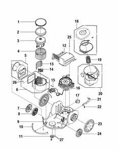 Cordreel, Mainhousing, Motor Diagram and Parts List for S3755-080  Hoover Canister Vacuum