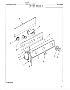 Backguard Diagram and Parts List for 6430 LOT A REV B Norge Washer