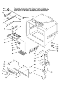 Freezer Liner Parts Diagram and Parts List for JFC2290VTB10  Jenn-Air Refrigerator