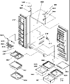 Refrigerator/freezer Shelves, Lights, And Hinges Diagram and Parts List for SB520SW-P1185003WW  Amana Refrigerator