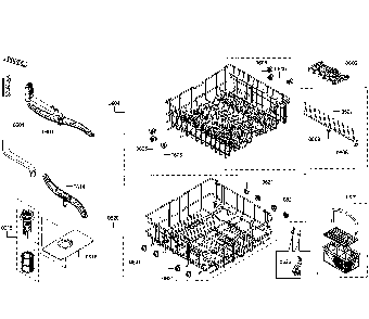 Baskets Diagram and Parts List for 63013909013  Kenmore Dishwasher