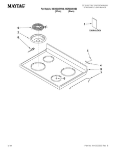 Cooktop Parts Diagram and Parts List for MER5605WB0  Maytag Range