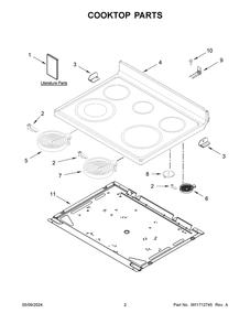 Cooktop Parts Diagram and Parts List for MER4600LS3  Maytag Range