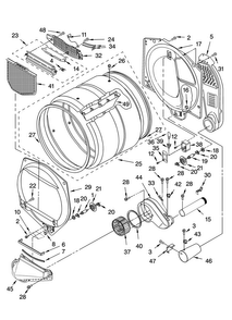 Bulkhead Parts Diagram and Parts List for MGDC700VJ1  Maytag Dryer