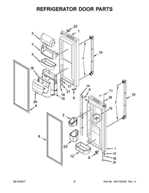 05 - Refrigerator Door Parts Diagram and Parts List for JFI2089AEP14  Jenn-Air Refrigerator