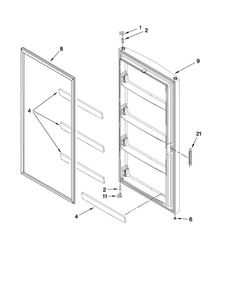 Door Parts Diagram and Parts List for AQU1501TRW00  Amana Freezer