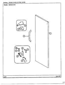 Fresh Food Outer Door1 Diagram and Parts List for 621050  Admiral Refrigerator