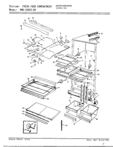 Fresh Food Compartment Diagram and Parts List for 19802-0A  Admiral Refrigerator