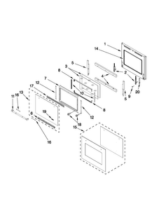 Lower Oven Door Parts Diagram and Parts List for JJW3830WP01  Jenn-Air Wall Oven