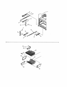 Freezer Shelving Diagram and Parts List for 59673502203  Kenmore Refrigerator
