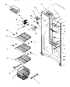 Freezer Shelving & Ref Light Diagram and Parts List for SSD21SL-P1193901WL  Amana Refrigerator