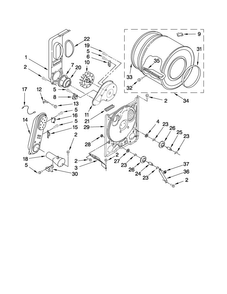 Bulkhead Parts Diagram and Parts List for 7MMGP0035WQ0  Maytag Dryer
