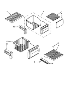Freezer Shelf Parts Diagram and Parts List for JS42NXFXDW01  Jenn-Air Refrigerator