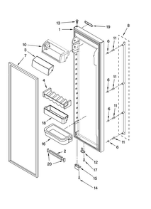 Refrigerator Door Parts Diagram and Parts List for JCD2591WES00  Jenn-Air Refrigerator