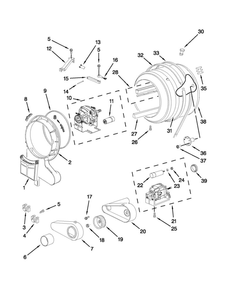 Drum And Motor Parts Diagram and Parts List for YMED7500YW0  Maytag Dryer
