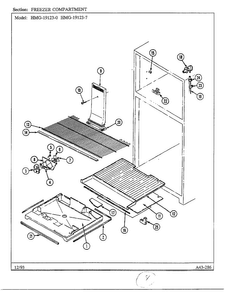 Freezer Compartment Diagram and Parts List for 19123-0  Admiral Refrigerator