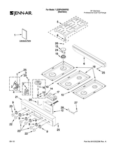 Cooktop, Burner And Grate Parts Diagram and Parts List for YJDRP436WP00  Jenn-Air Range