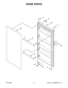 Door Parts Diagram and Parts List for AZF33X18DW08  Amana Freezer