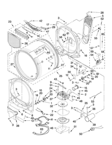 Bulkhead Parts Diagram and Parts List for MGDB850WL0  Maytag Dryer