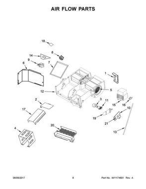 05 - Air Flow Parts Diagram and Parts List for MMV5220FB1  Maytag Microwave Oven Combo