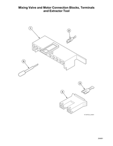 Mixing Valve/Motor Connection Blocks/Terminals/Extractor Tool Diagram and Parts List for AWN632SP116TW01  Speed Queen Washer