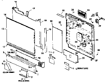 Door And Door Trim Diagram and Parts List for ADU7500CB P1188306W Amana Dishwasher